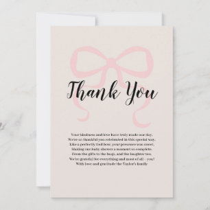 Pink elegant coquette bow Thank You Card