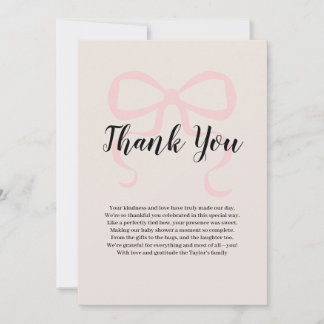 Pink elegant coquette bow Thank You Card