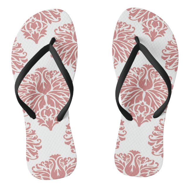 Pink Elegant Damask Flip Flops (Footbed)