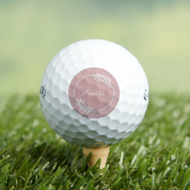 Pink Elegant Damask Golf Balls (Insitu Tee)
