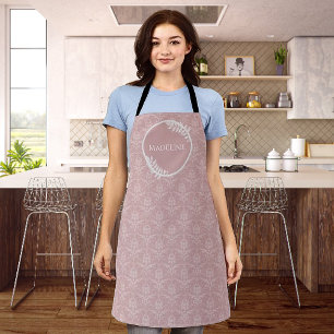 Pink Elegant Damask Personalised Apron