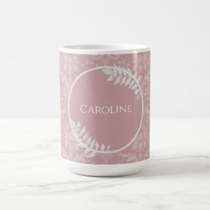 Pink Elegant Damask Personalised Coffee Mug