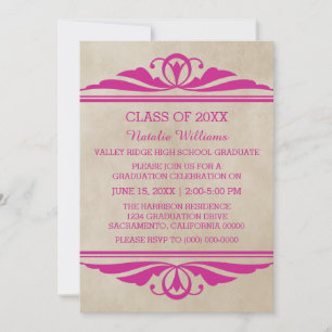 Pink Elegant Deco Graduation Invite