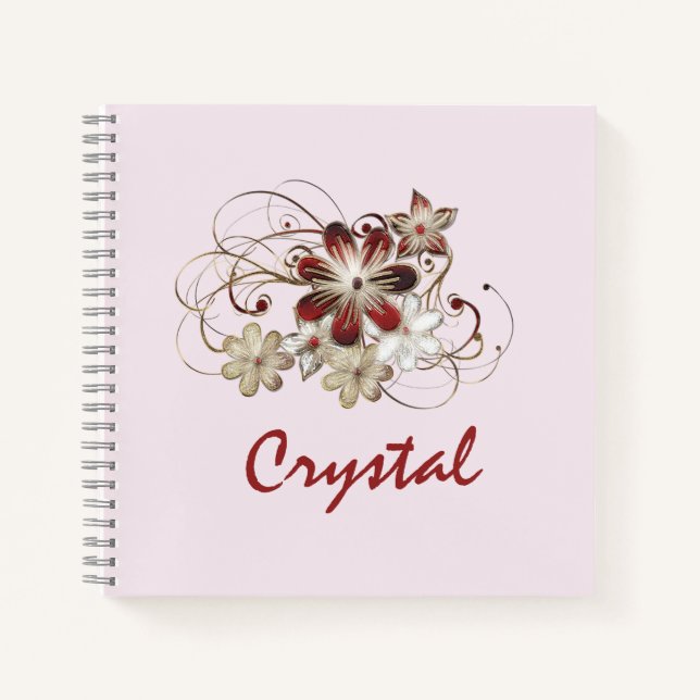 Pink Elegant Feminine Floral Notebook (Front)