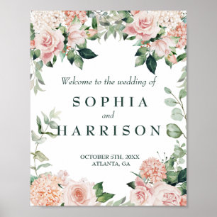 Pink Elegant Floral Watercolor Wedding Poster