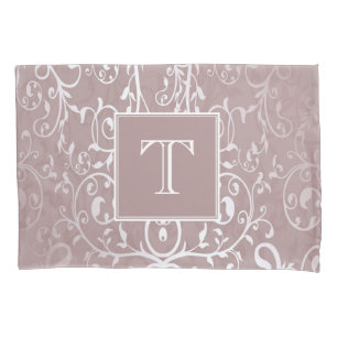 Pink Elegant Flourish Monogram Pillowcase
