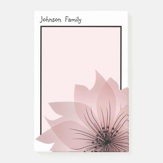 Pink elegant flower post-it notes (Front)