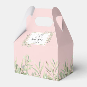 Pink Elegant Greenery Baby Shower  Favour Box