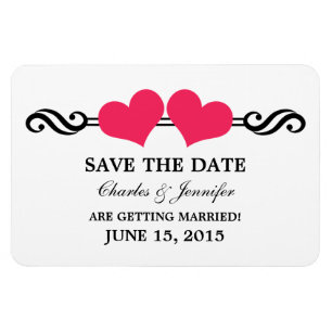 Pink Elegant Hearts Save the Date Magnet