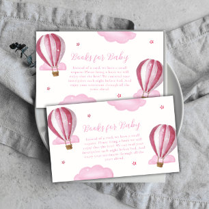 Pink Elegant Hot Air Balloon Books Baby Shower  Enclosure Card