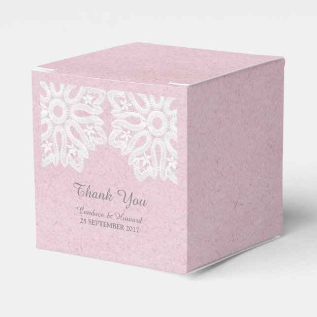 Pink Elegant Lace Favour Boxes (Front Side)