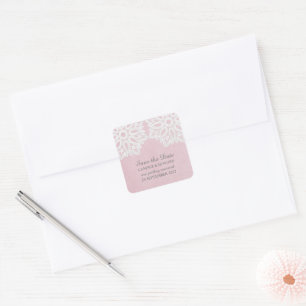 Pink Elegant Lace Save the Date Stickers