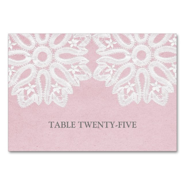 Pink Elegant Lace Table Card (Front)