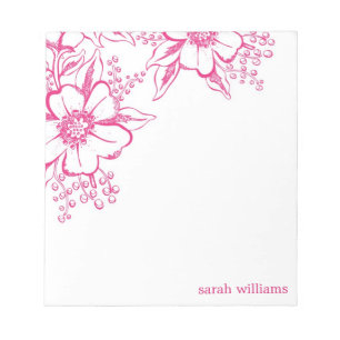 Pink Elegant Letterpress Style Florals Notepad