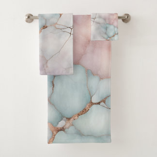 Pink Elegant Marble Stone Texture Bath Towel Set