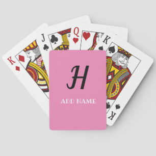 Pink Elegant Monogram Script Modern Name Playing Cards