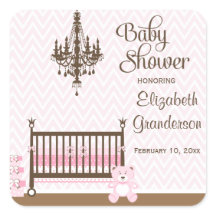 Pink elegant nursery baby girl shower stickers