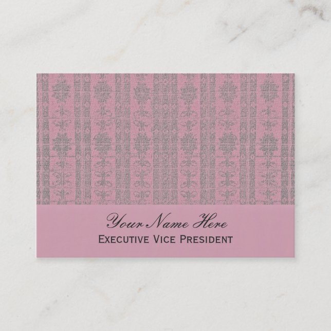 Pink Elegant Pattern Business Card (Front)