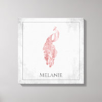 Pink Elegant Peacock Canvas Print