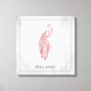 Pink Elegant Peacock Canvas Print