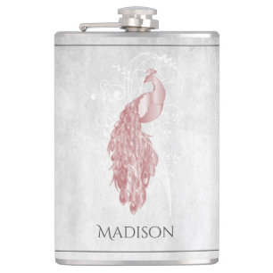 Pink Elegant Peacock Flask