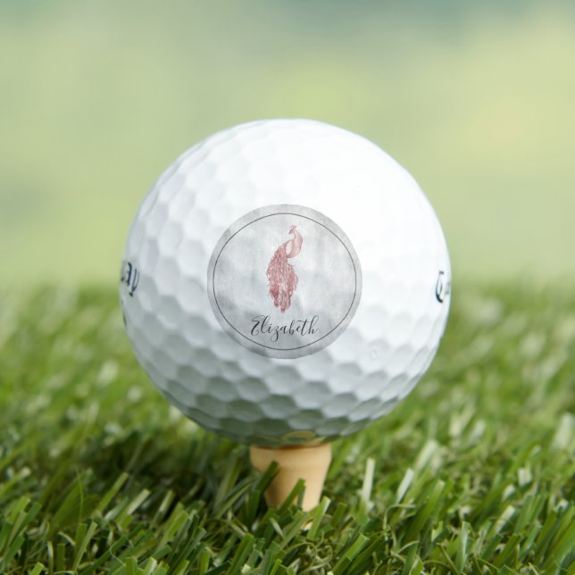 Pink Elegant Peacock Golf Balls (Insitu Tee)
