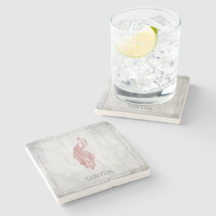 Pink Elegant Peacock Personalised  Stone Coaster