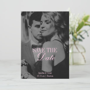 Pink Elegant Photo Overlay Wedding Moody Romantic Save The Date