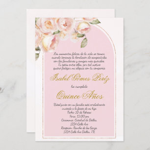 Pink elegant Quince invitation in Spanish