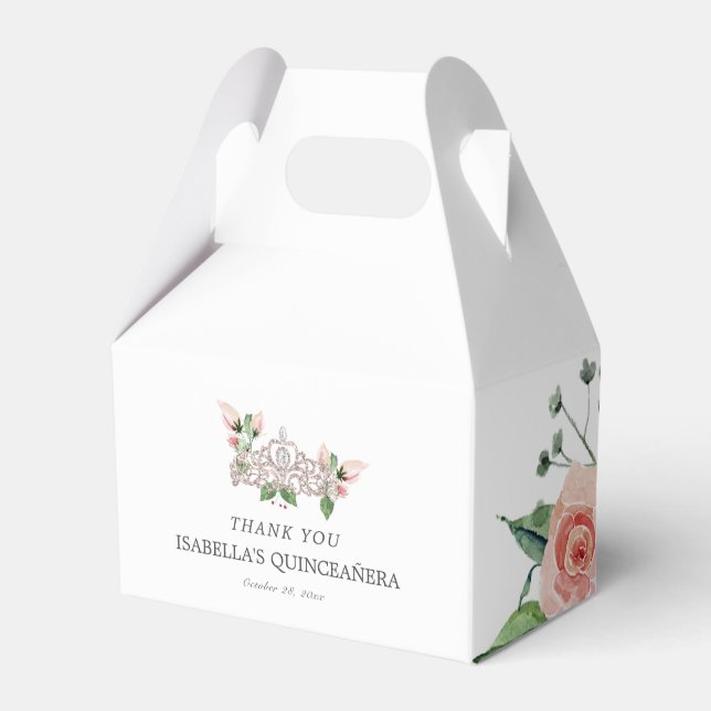 Pink Elegant Quinceañera Favour Box (Front Side)