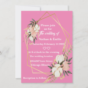 Pink elegant romantic wedding Invitation