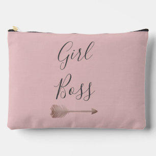 Pink Elegant Script Girl Boss  Accessory Pouch