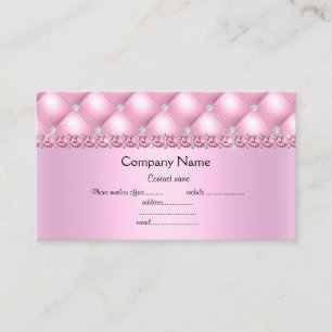 Pink elegant semi gloss business card diamonte