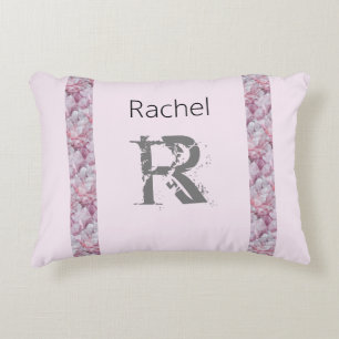 Pink Elegant Simple Modern Name Monogram Template Decorative Cushion