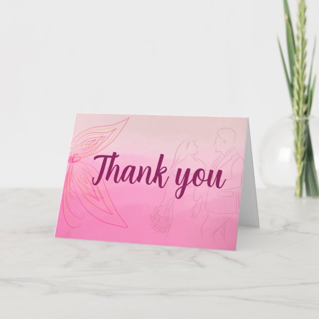 Pink elegant thank you card (Front)