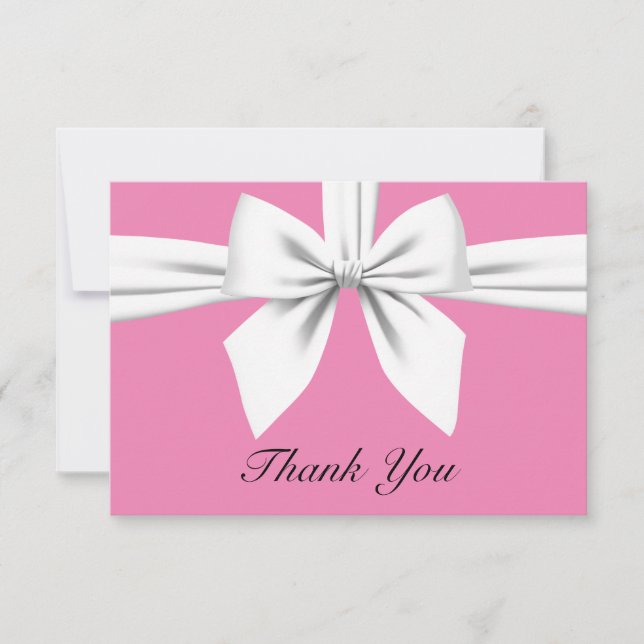 Pink Elegant Tiffany Pearls Fancy Party Stationery Thank You Card (Front)