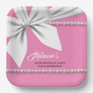 Pink Elegant Tiffany Pearls Fancy Party Tableware Paper Plate