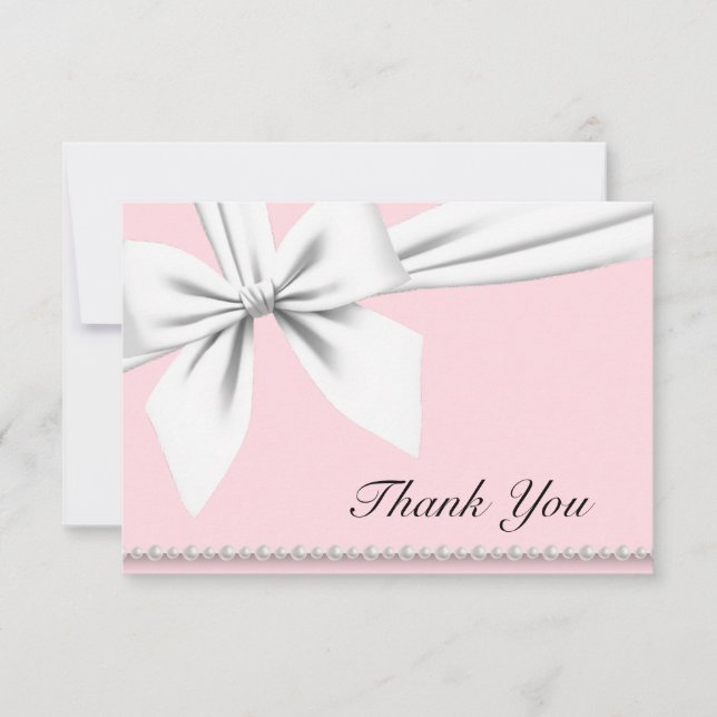 Pink Elegant Tiffany Pearls Fancy Thank You Cards (Front)