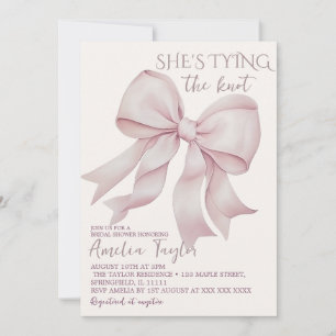 Pink Elegant Tying The Knot Bow Bridal Shower Invitation