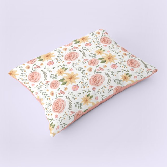 Pink Elegant Vintage Wildflower Rose Pattern  Pillowcase (Pink Elegant Vintage Wildflower Rose Pattern Pillow Case)
