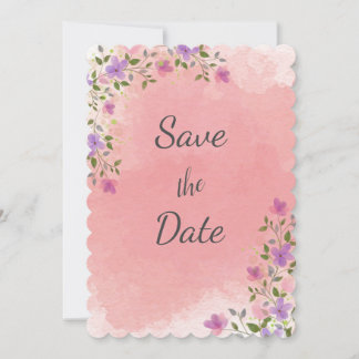 Pink Elegant Watercolor Floral Save The Date