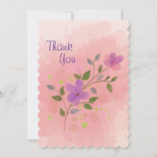Pink Elegant Watercolor Floral Thank You Card