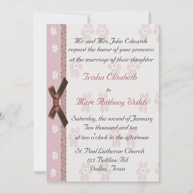 Pink Elegant Wedding Invitation (Front)