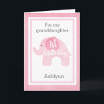 Pink Elephant 1st Birthday Granddaughter Card<br><div class="desc">A sweet pink elephant 1st birthday granddaughter card. It features a soft pink watercolor elephant, which says "1st birthday". You will be able to personalise the front of the card with your granddaughter's name. The inside card message can also be easily personalised. The back of this elephant granddaughter 1st birthday...</div>