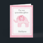 Pink Elephant 1st Birthday Granddaughter Card<br><div class="desc">A sweet pink elephant 1st birthday granddaughter card. It features a soft pink watercolor elephant, which says "1st birthday". You will be able to personalise the front of the card with your granddaughter's name. The inside card message can also be easily personalised. The back of this elephant granddaughter 1st birthday...</div>