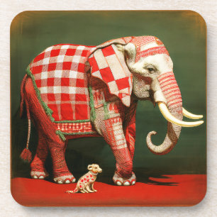 Pink Elephant And Polka Dot Chihuahua Coaster