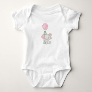 Pink Elephant Baby Girl Bodysuit