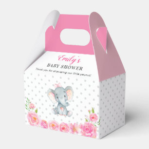 Pink Elephant Baby Girl Shower Sprinkle Guest Gift Favour Box