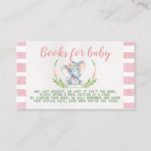 Pink Elephant Baby Shower Book Request Insert