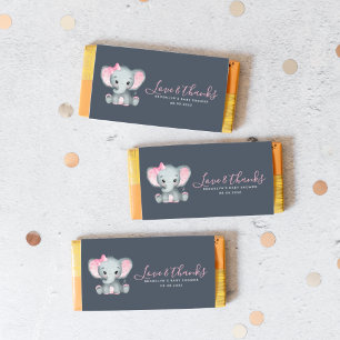 Pink Elephant Baby Shower Candy Bar Wrapper